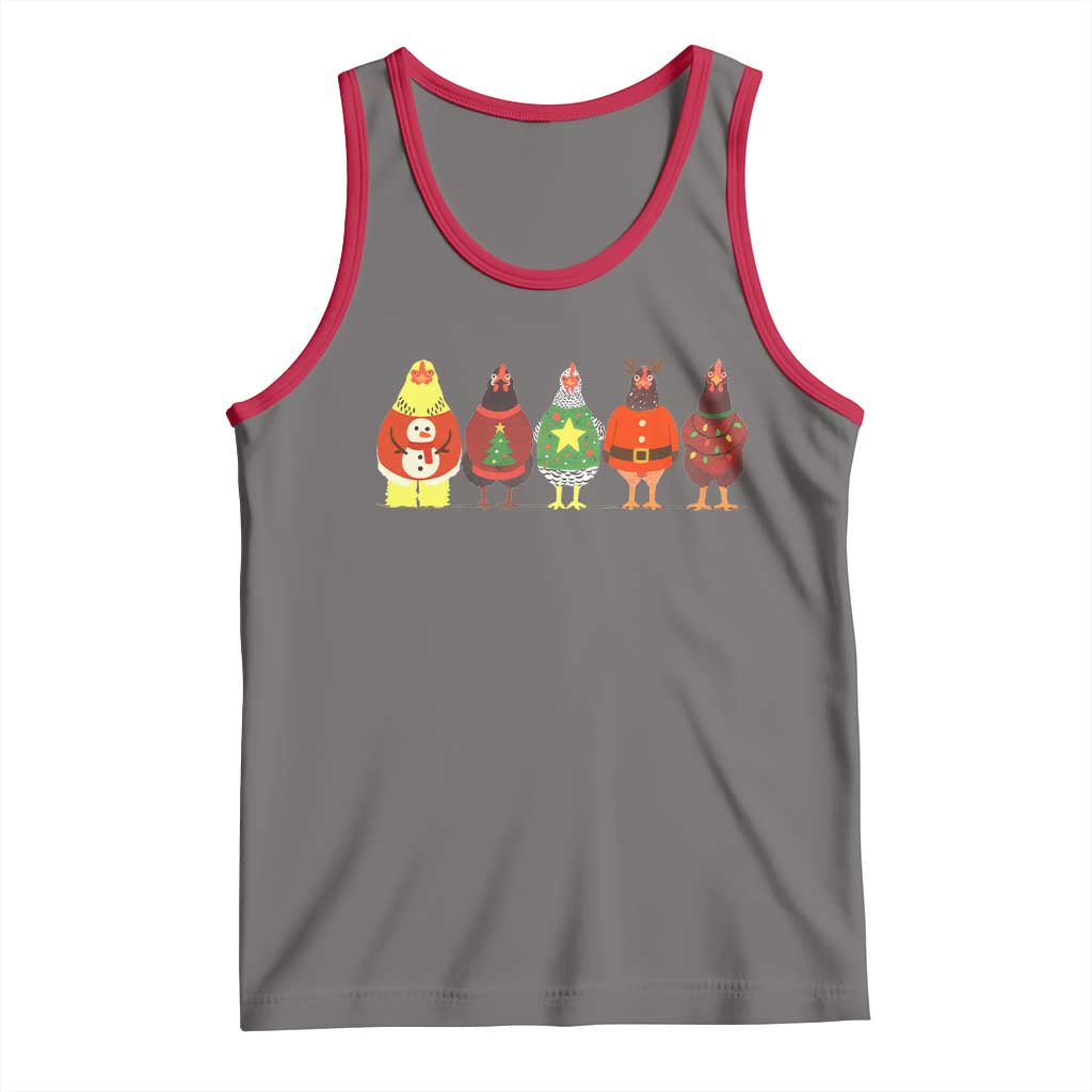 Сute Christmas Chickens Tank Top Funny Xmas Chickens Farm Animals Lover Gift TS10 Deep Heather Red Print Your Wear