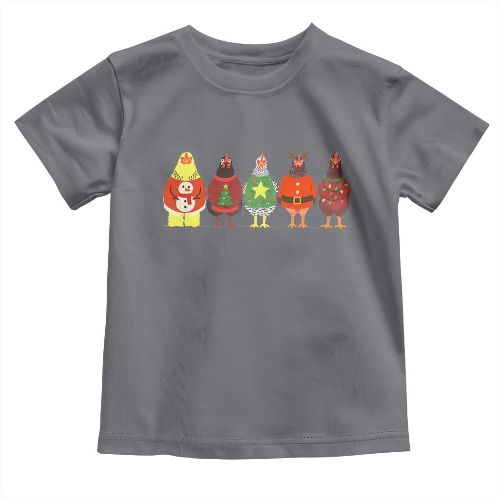 Сute Christmas Chickens Toddler T Shirt Funny Xmas Chickens Farm Animals Lover Gift TS10 Charcoal Print Your Wear