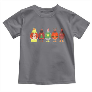 Сute Christmas Chickens Toddler T Shirt Funny Xmas Chickens Farm Animals Lover Gift TS10 Charcoal Print Your Wear