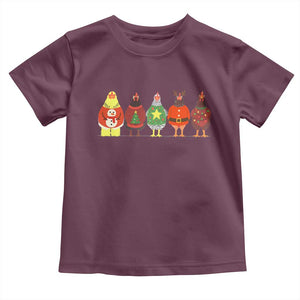 Сute Christmas Chickens Toddler T Shirt Funny Xmas Chickens Farm Animals Lover Gift TS10 Maroon Print Your Wear
