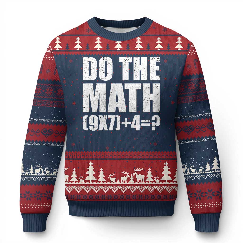 Do The Math 67 Meme Ugly Christmas Sweater Funny Six Seven Meme Brainrot Math Teacher TS10 Navy Red Print Your Wear