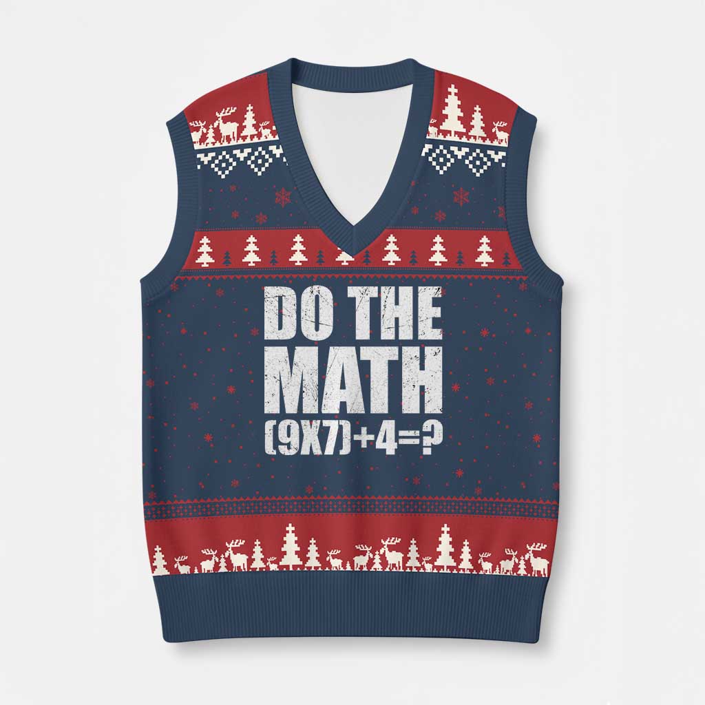 Do The Math 67 Meme V-Neck Knit Sweater Vest Funny Six Seven Meme Brainrot Math Teacher TS10 Navy Red Print Your Wear