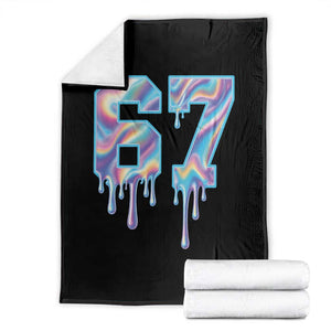 Baseball Drip Number 67 Player Throw Blanket Funny Six Seven Meme 67th Birthday Holographic Dripping TS10 Black Print Your Wear