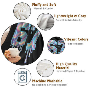 Baseball Drip Number 67 Player Throw Blanket Funny Six Seven Meme 67th Birthday Holographic Dripping TS10 Print Your Wear