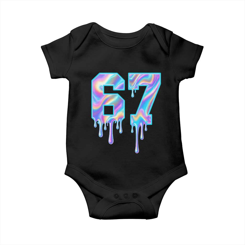 Baseball Drip Number 67 Player Baby Onesie Funny Six Seven Meme 67th Birthday Holographic Dripping TS10 Black Print Your Wear