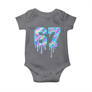 Baseball Drip Number 67 Player Baby Onesie Funny Six Seven Meme 67th Birthday Holographic Dripping TS10 Charcoal Print Your Wear