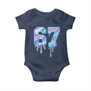 Baseball Drip Number 67 Player Baby Onesie Funny Six Seven Meme 67th Birthday Holographic Dripping TS10 Navy Print Your Wear