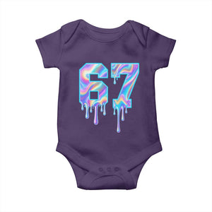 Baseball Drip Number 67 Player Baby Onesie Funny Six Seven Meme 67th Birthday Holographic Dripping TS10 Purple Print Your Wear