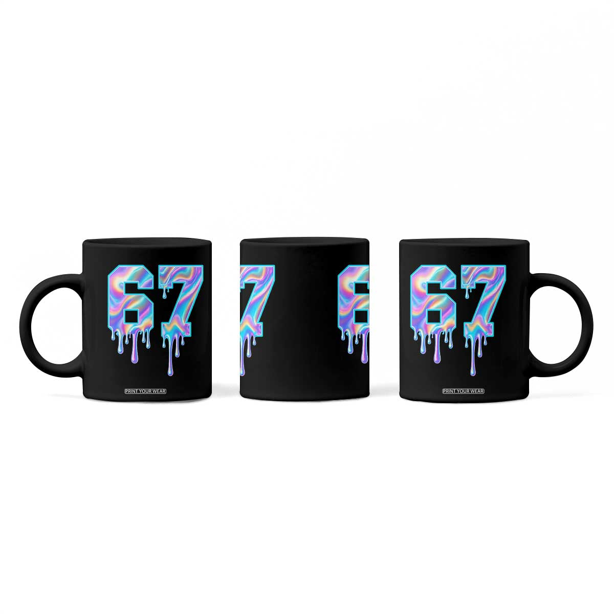 Baseball Drip Number 67 Player Coffee Mug Funny Six Seven Meme 67th Birthday Holographic Dripping TS10 Print Your Wear