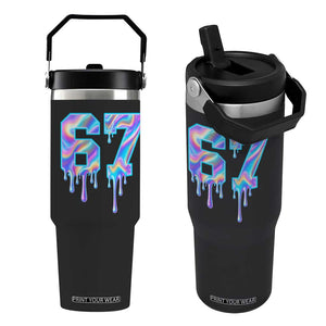 Baseball Drip Number 67 Player Flip Straw Tumbler Funny Six Seven Meme 67th Birthday Holographic Dripping TS10 One Size: 30 oz Black Print Your Wear