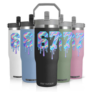 Baseball Drip Number 67 Player Flip Straw Tumbler Funny Six Seven Meme 67th Birthday Holographic Dripping TS10 Print Your Wear