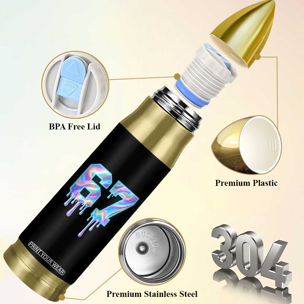 Baseball Drip Number 67 Player Bullet Tumbler Funny Six Seven Meme 67th Birthday Holographic Dripping TS10 Print Your Wear
