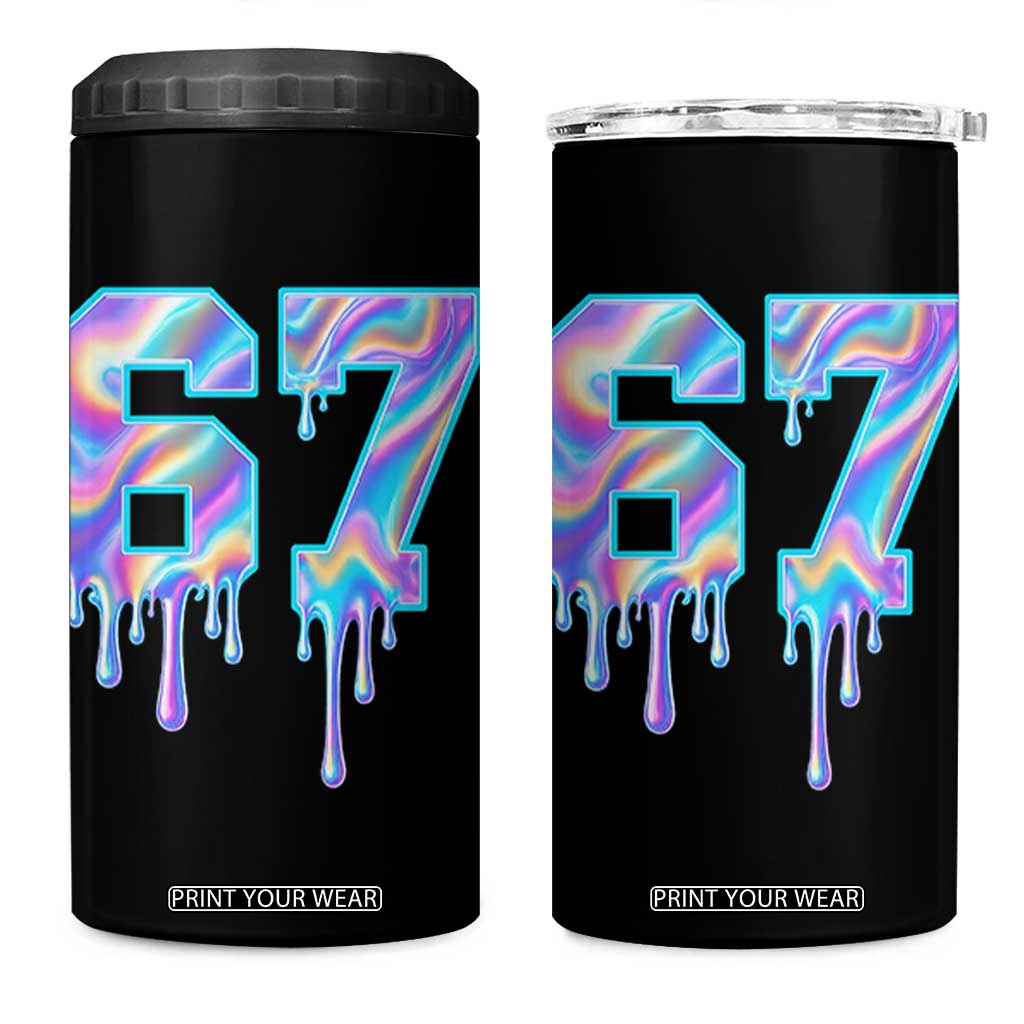 Baseball Drip Number 67 Player 4 in 1 Can Cooler Tumbler Funny Six Seven Meme 67th Birthday Holographic Dripping TS10 One Size: 16 oz Black Print Your Wear