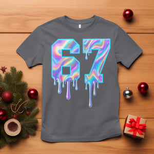 Baseball Drip Number 67 Player T Shirt Funny Six Seven Meme 67th Birthday Holographic Dripping TS10 Charcoal Print Your Wear
