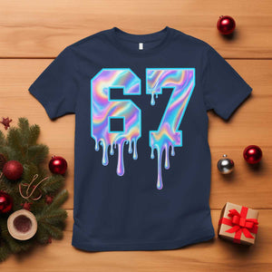 Baseball Drip Number 67 Player T Shirt Funny Six Seven Meme 67th Birthday Holographic Dripping TS10 Navy Print Your Wear