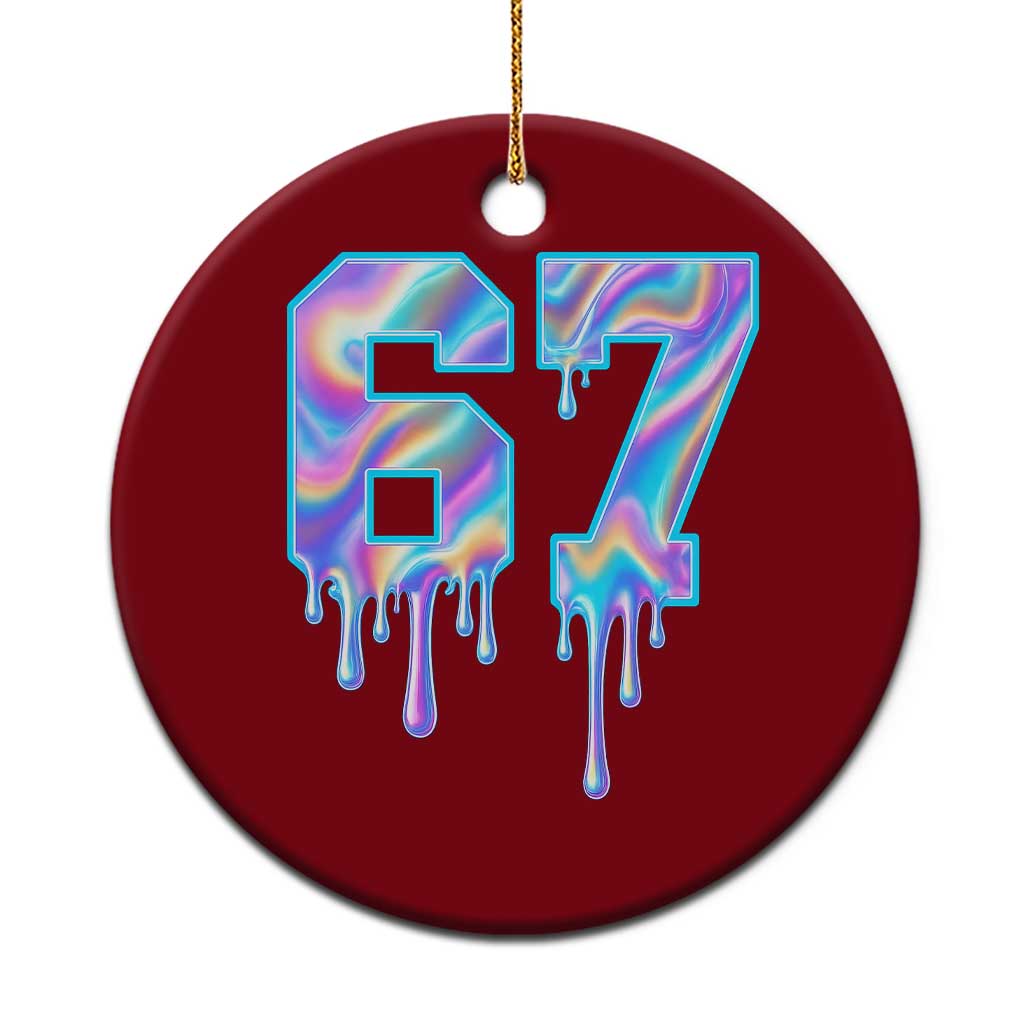 Baseball Drip Number 67 Player Ceramic Ornament Funny Six Seven Meme 67th Birthday Holographic Dripping TS10 1pc Red Print Your Wear