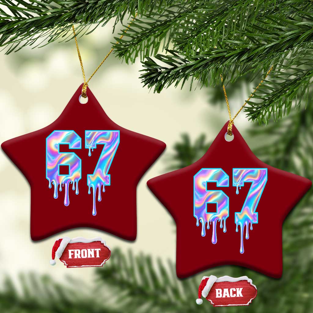 Baseball Drip Number 67 Player Ceramic Ornament Funny Six Seven Meme 67th Birthday Holographic Dripping TS10 Print Your Wear