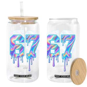 Baseball Drip Number 67 Player Glass Can Funny Six Seven Meme 67th Birthday Holographic Dripping TS10 Print Your Wear