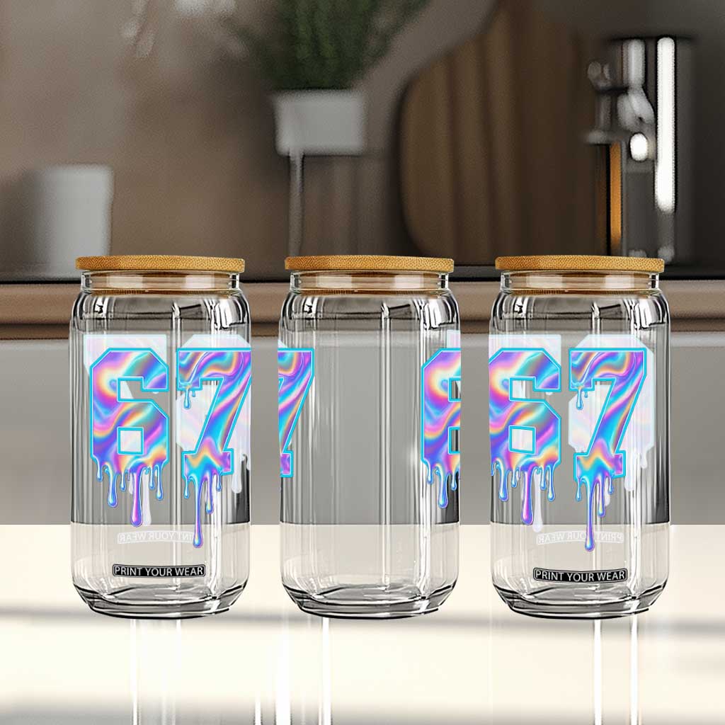 Baseball Drip Number 67 Player Glass Can Funny Six Seven Meme 67th Birthday Holographic Dripping TS10 Print Your Wear