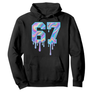 Baseball Drip Number 67 Player Hoodie Funny Six Seven Meme 67th Birthday Holographic Dripping TS10 Black Print Your Wear