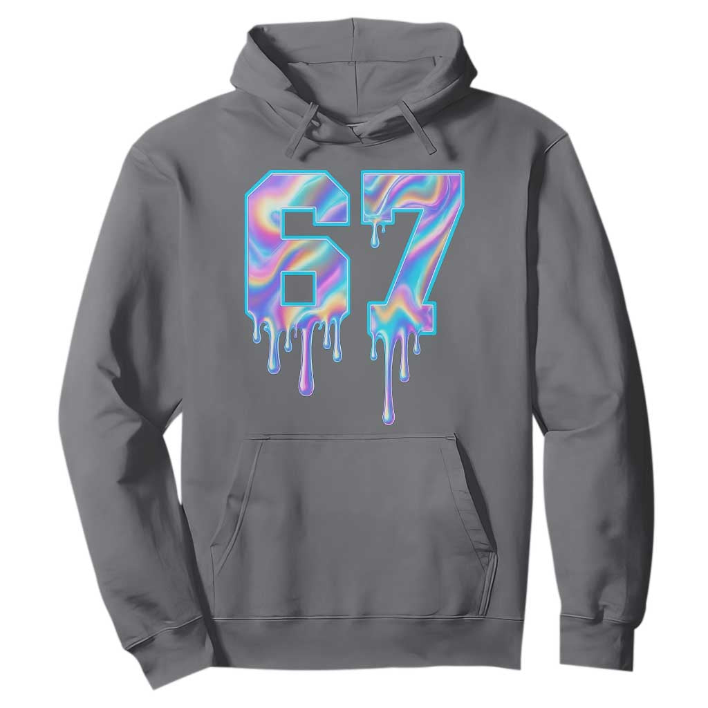 Baseball Drip Number 67 Player Hoodie Funny Six Seven Meme 67th Birthday Holographic Dripping TS10 Charcoal Print Your Wear