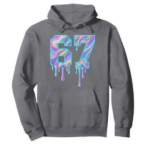 Baseball Drip Number 67 Player Hoodie Funny Six Seven Meme 67th Birthday Holographic Dripping TS10 Charcoal Print Your Wear