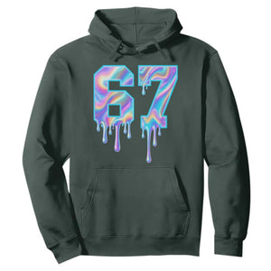 Baseball Drip Number 67 Player Hoodie Funny Six Seven Meme 67th Birthday Holographic Dripping TS10 Dark Forest Green Print Your Wear