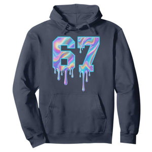 Baseball Drip Number 67 Player Hoodie Funny Six Seven Meme 67th Birthday Holographic Dripping TS10 Navy Print Your Wear