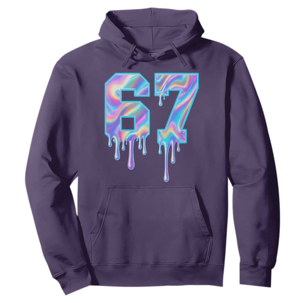 Baseball Drip Number 67 Player Hoodie Funny Six Seven Meme 67th Birthday Holographic Dripping TS10 Purple Print Your Wear
