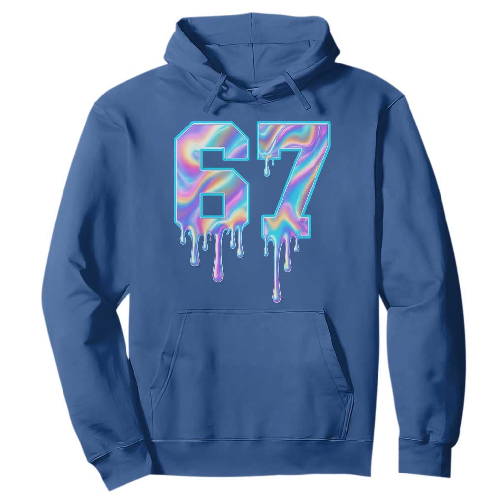 Baseball Drip Number 67 Player Hoodie Funny Six Seven Meme 67th Birthday Holographic Dripping TS10 Royal Blue Print Your Wear