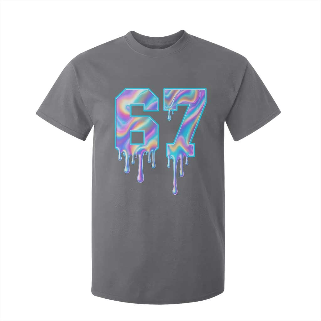 Baseball Drip Number 67 Player T Shirt For Kid Funny Six Seven Meme 67th Birthday Holographic Dripping TS10 Charcoal Print Your Wear