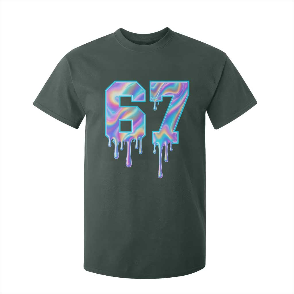 Baseball Drip Number 67 Player T Shirt For Kid Funny Six Seven Meme 67th Birthday Holographic Dripping TS10 Dark Forest Green Print Your Wear