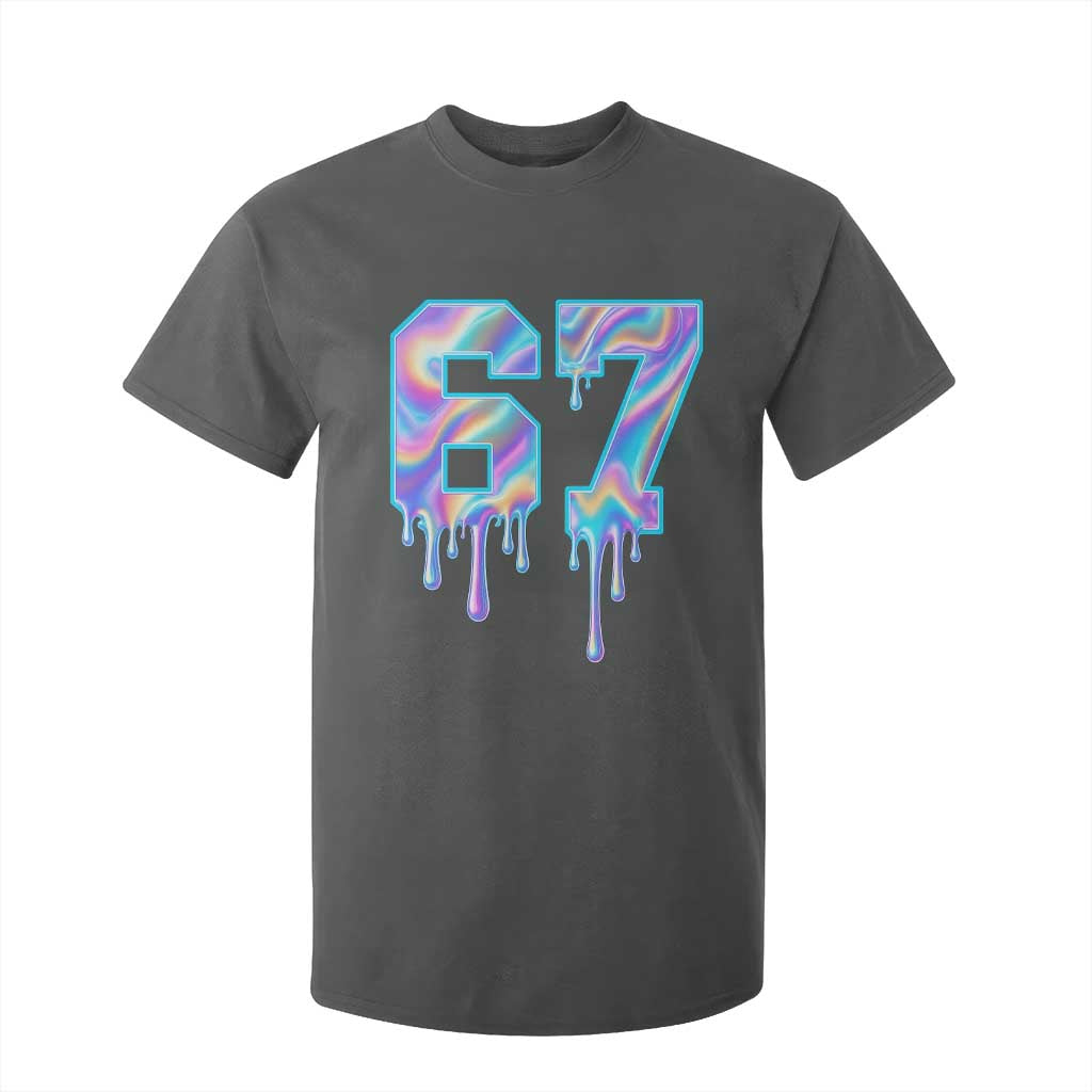 Baseball Drip Number 67 Player T Shirt For Kid Funny Six Seven Meme 67th Birthday Holographic Dripping TS10 Dark Heather Print Your Wear
