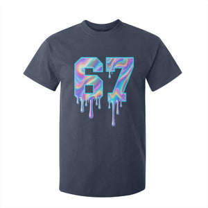 Baseball Drip Number 67 Player T Shirt For Kid Funny Six Seven Meme 67th Birthday Holographic Dripping TS10 Navy Print Your Wear