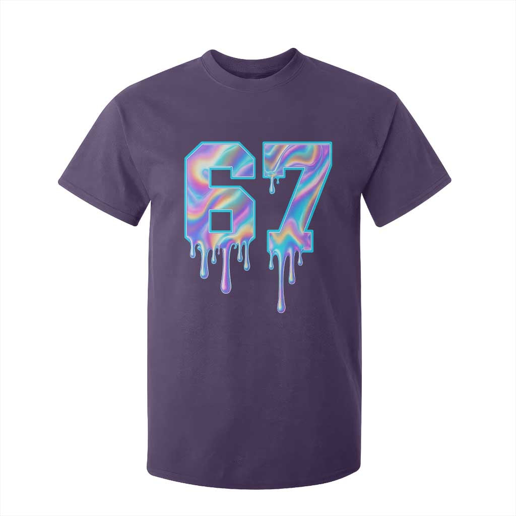 Baseball Drip Number 67 Player T Shirt For Kid Funny Six Seven Meme 67th Birthday Holographic Dripping TS10 Purple Print Your Wear