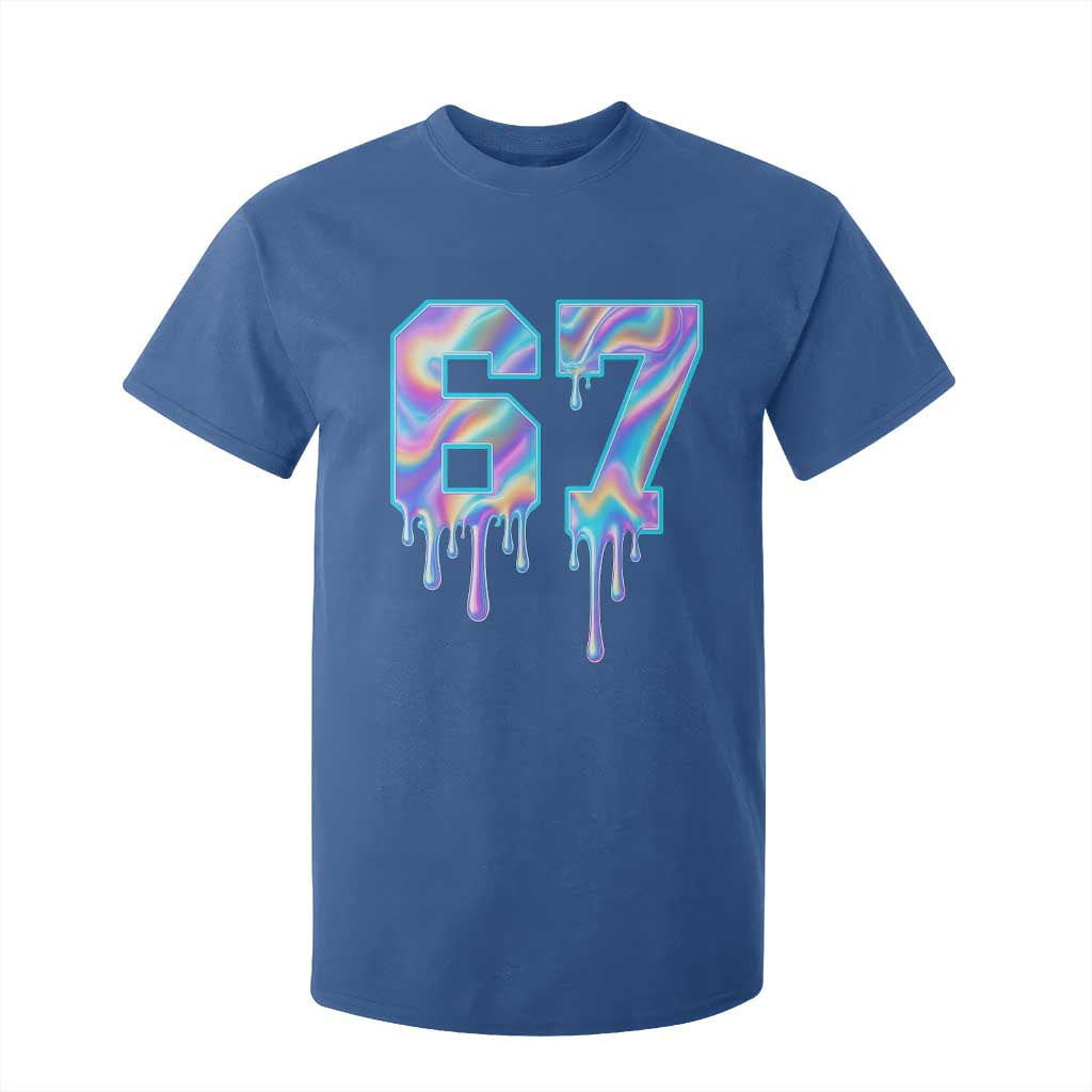 Baseball Drip Number 67 Player T Shirt For Kid Funny Six Seven Meme 67th Birthday Holographic Dripping TS10 Royal Blue Print Your Wear