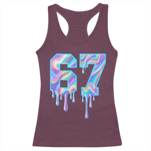 Baseball Drip Number 67 Player Racerback Tank Top Funny Six Seven Meme 67th Birthday Holographic Dripping TS10 Maroon Print Your Wear