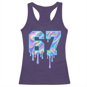 Baseball Drip Number 67 Player Racerback Tank Top Funny Six Seven Meme 67th Birthday Holographic Dripping TS10 Purple Print Your Wear