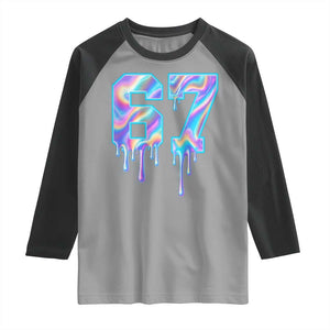 Baseball Drip Number 67 Player Raglan Shirt Funny Six Seven Meme 67th Birthday Holographic Dripping TS10 Sport Gray Black Print Your Wear