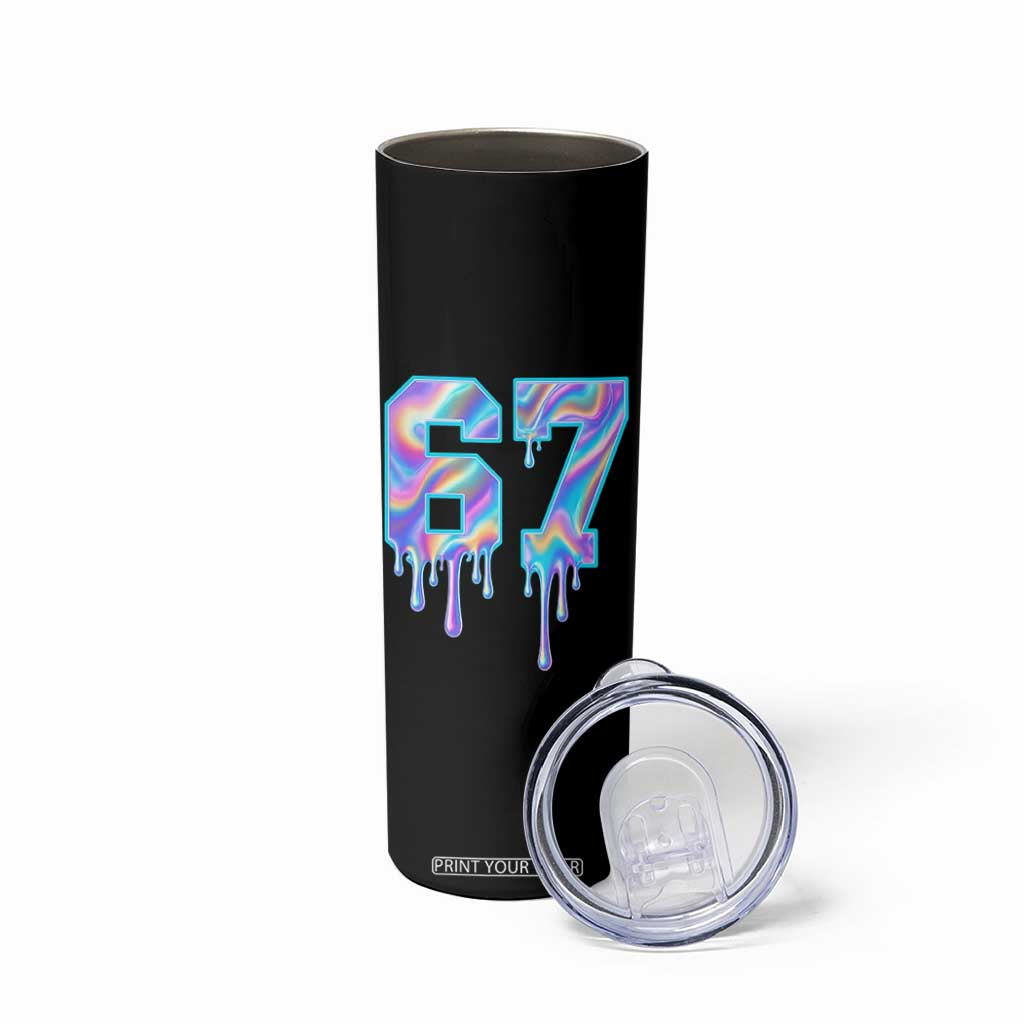 Baseball Drip Number 67 Player Skinny Tumbler Funny Six Seven Meme 67th Birthday Holographic Dripping TS10 Print Your Wear