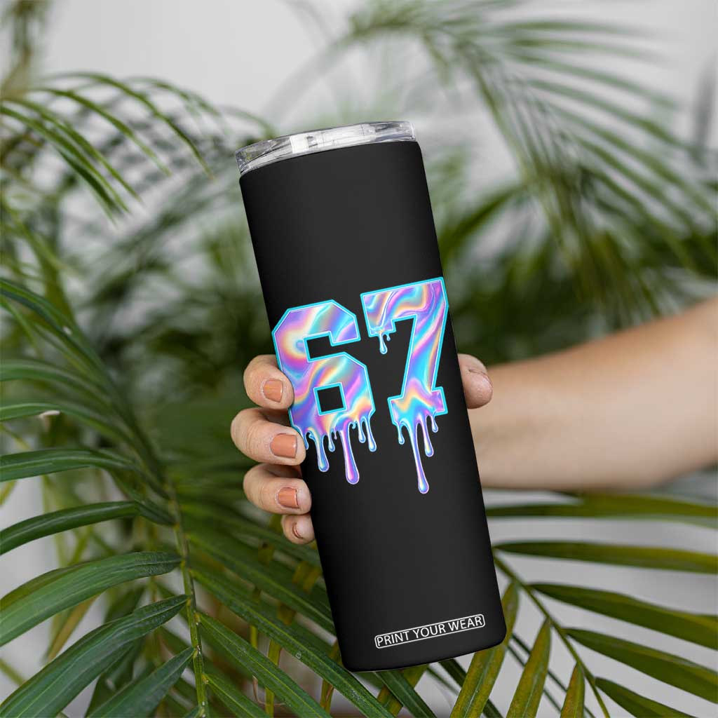 Baseball Drip Number 67 Player Skinny Tumbler Funny Six Seven Meme 67th Birthday Holographic Dripping TS10 Print Your Wear