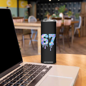 Baseball Drip Number 67 Player Skinny Tumbler Funny Six Seven Meme 67th Birthday Holographic Dripping TS10 Print Your Wear