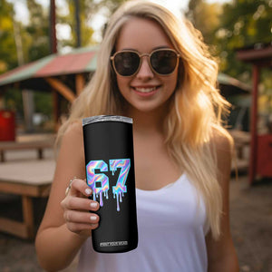 Baseball Drip Number 67 Player Skinny Tumbler Funny Six Seven Meme 67th Birthday Holographic Dripping TS10 Print Your Wear