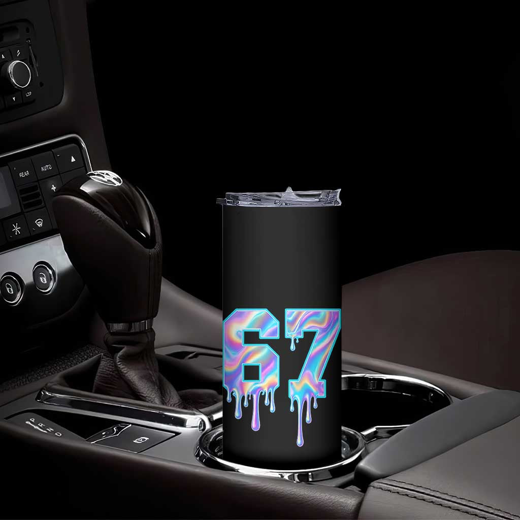 Baseball Drip Number 67 Player Skinny Tumbler Funny Six Seven Meme 67th Birthday Holographic Dripping TS10 Print Your Wear