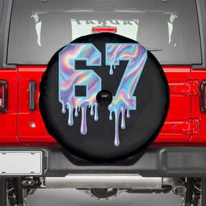 Baseball Drip Number 67 Player Spare Tire Cover Funny Six Seven Meme 67th Birthday Holographic Dripping TS10 Black Print Your Wear