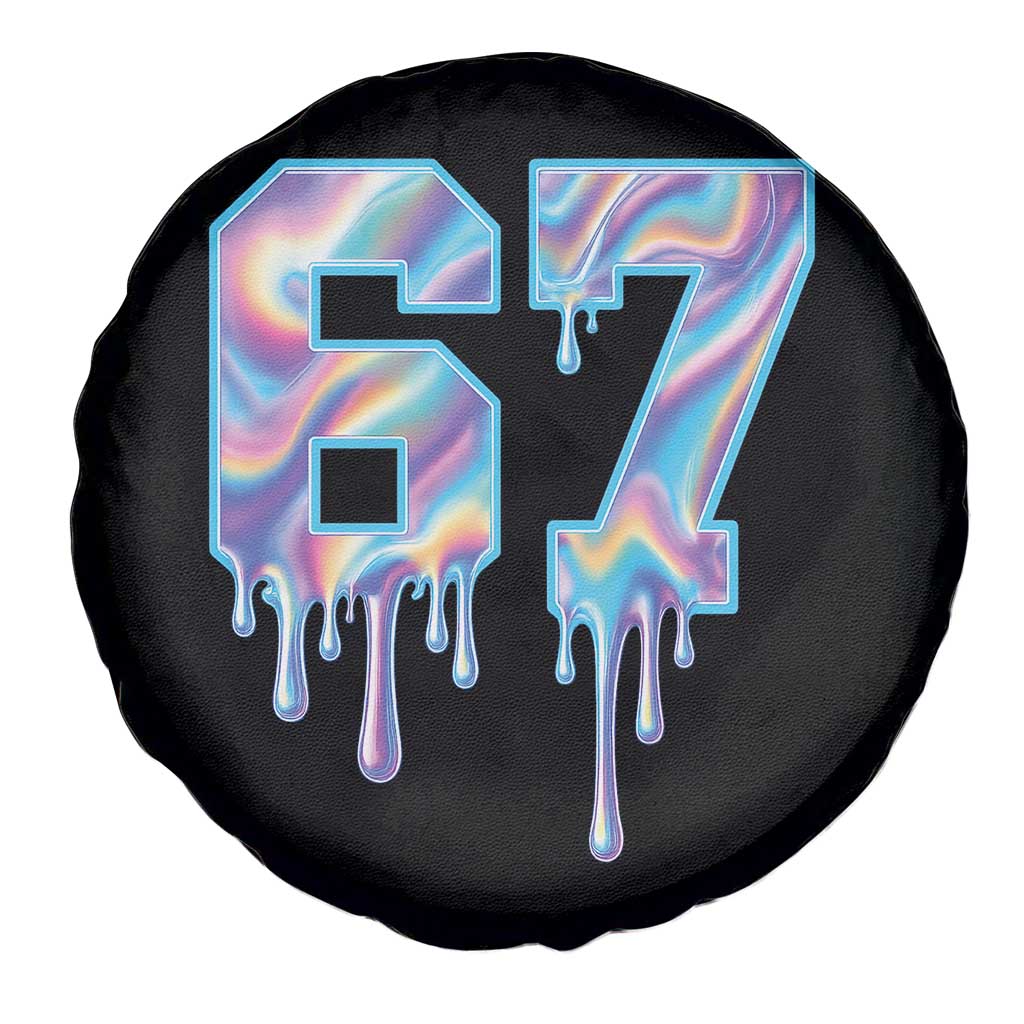 Baseball Drip Number 67 Player Spare Tire Cover Funny Six Seven Meme 67th Birthday Holographic Dripping TS10 Print Your Wear