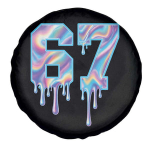 Baseball Drip Number 67 Player Spare Tire Cover Funny Six Seven Meme 67th Birthday Holographic Dripping TS10 Print Your Wear