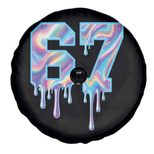 Baseball Drip Number 67 Player Spare Tire Cover Funny Six Seven Meme 67th Birthday Holographic Dripping TS10 Print Your Wear