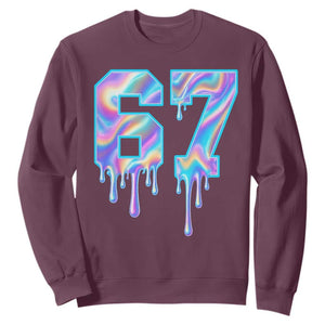 Baseball Drip Number 67 Player Sweatshirt Funny Six Seven Meme 67th Birthday Holographic Dripping TS10 Maroon Print Your Wear