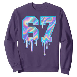 Baseball Drip Number 67 Player Sweatshirt Funny Six Seven Meme 67th Birthday Holographic Dripping TS10 Purple Print Your Wear